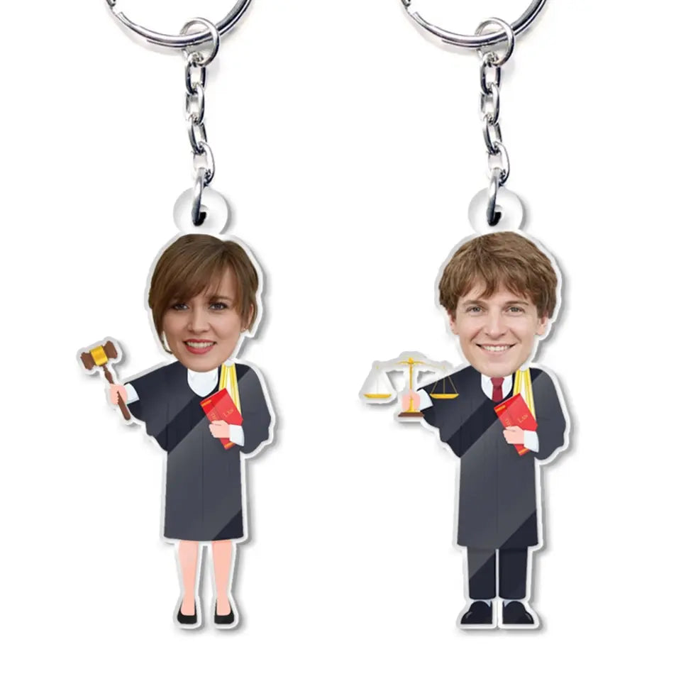 Funny Lawyer With Custom Face Acrylic Keychain