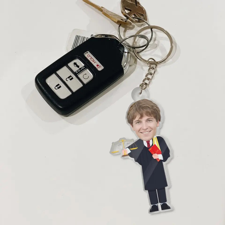 Funny Lawyer With Custom Face Acrylic Keychain