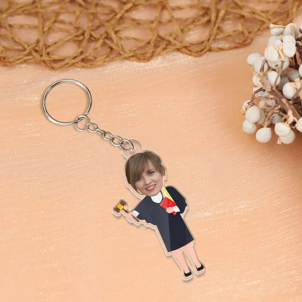 Funny Lawyer With Custom Face Acrylic Keychain