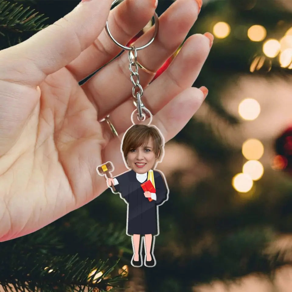 Funny Lawyer With Custom Face Acrylic Keychain