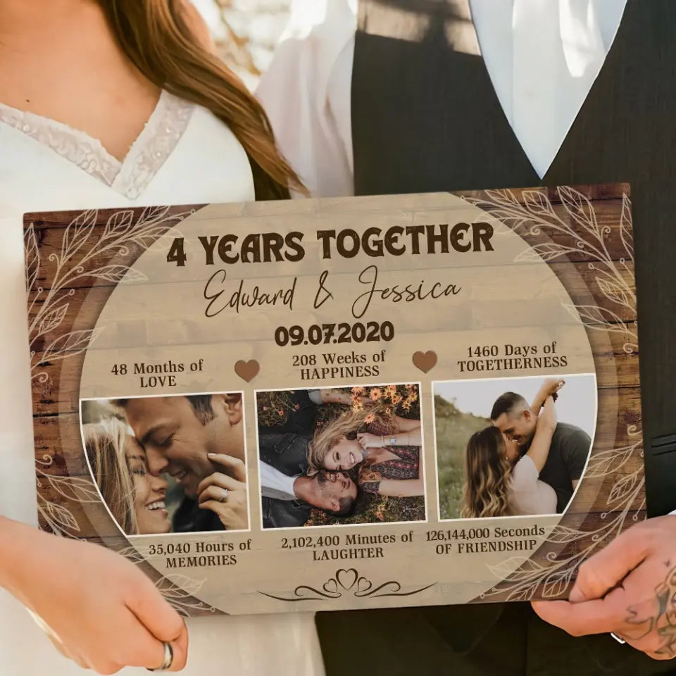 4 Years Together Personalized Canvas Poster