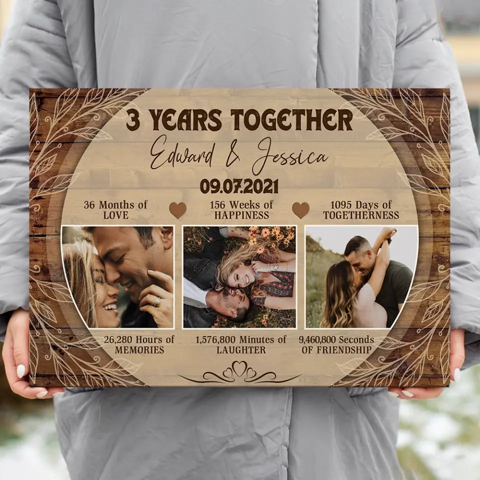 4 Years Together Personalized Canvas Poster