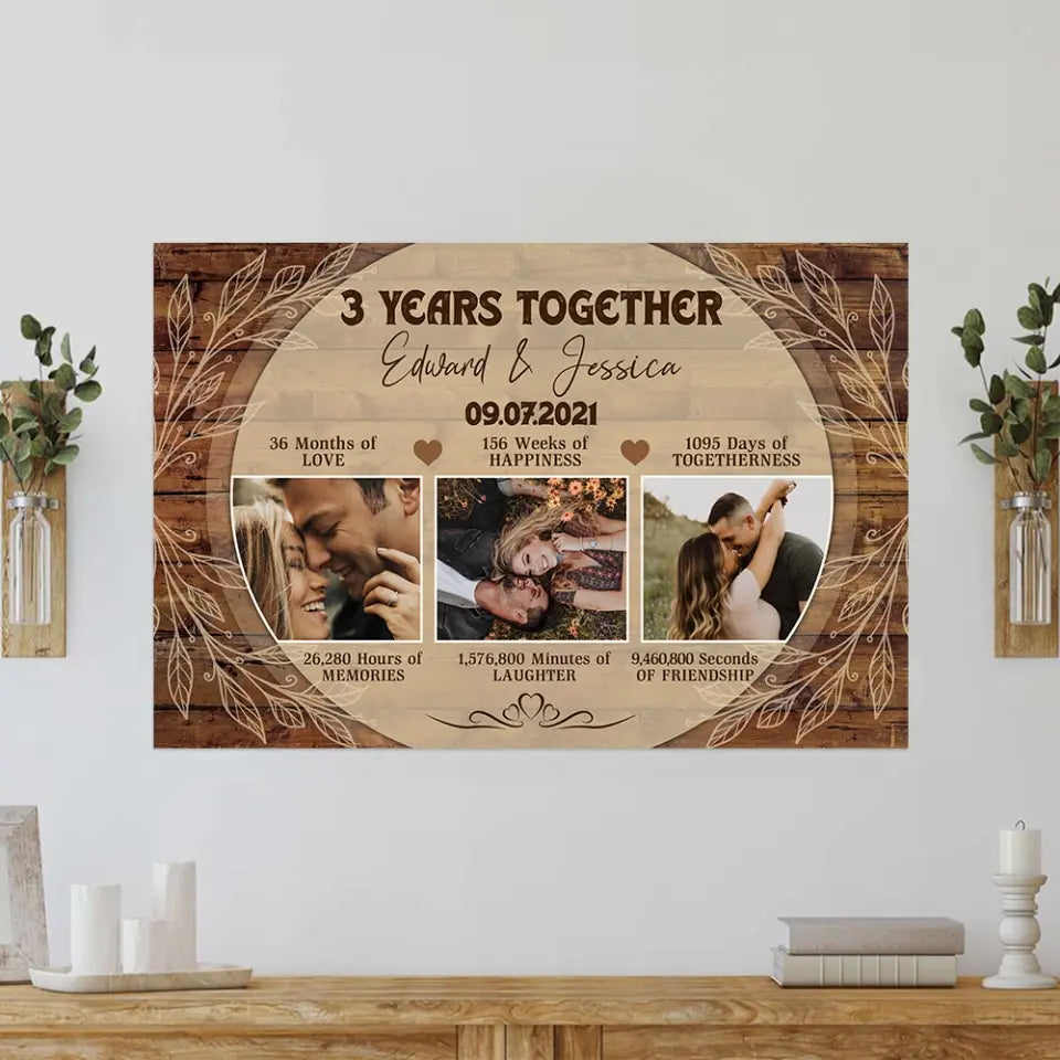 4 Years Together Personalized Canvas Poster
