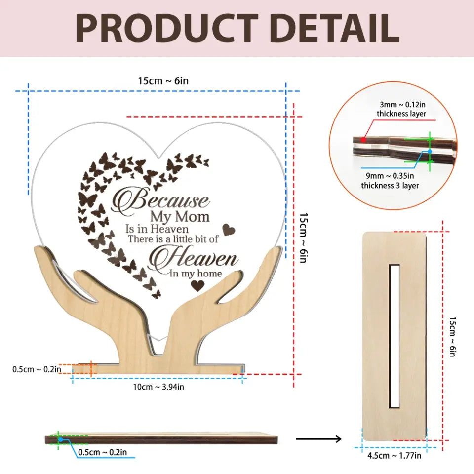 Because My Mom Is In Heaven - 3 Layers Wooden Plaque