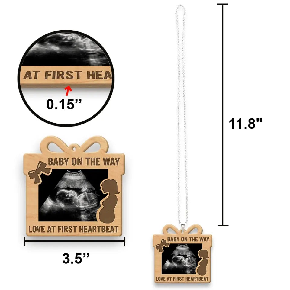 Baby On The Way Pregnant Mom Wooden Car Ornament