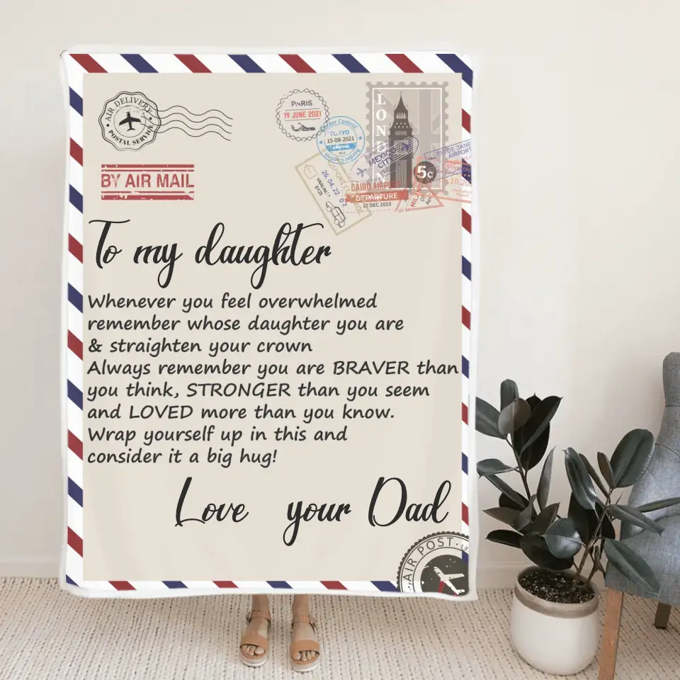 Whenever You Feel Overwhelmed Wrap Yourself Up - Personalized Fleece Blanket - Encouraging Gift for Daughter from Mom