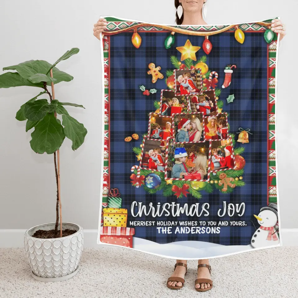 Christmas Joy Meriest Holiday Wishes To You And Yours - Personalized Upload Photo Blanket - Best Gift For Your Kids/Son/Grandchildren On Christmas - 210IHNUNBL722