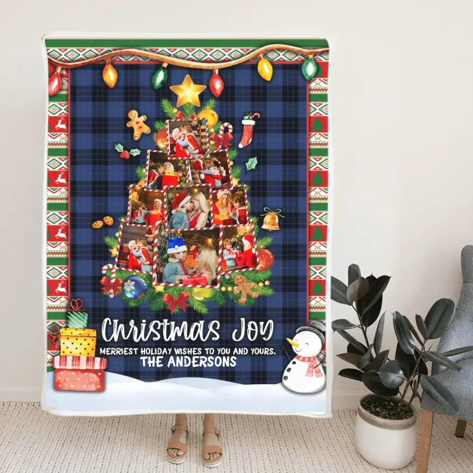Christmas Joy Meriest Holiday Wishes To You And Yours - Personalized Upload Photo Blanket - Best Gift For Your Kids/Son/Grandchildren On Christmas - 210IHNUNBL722