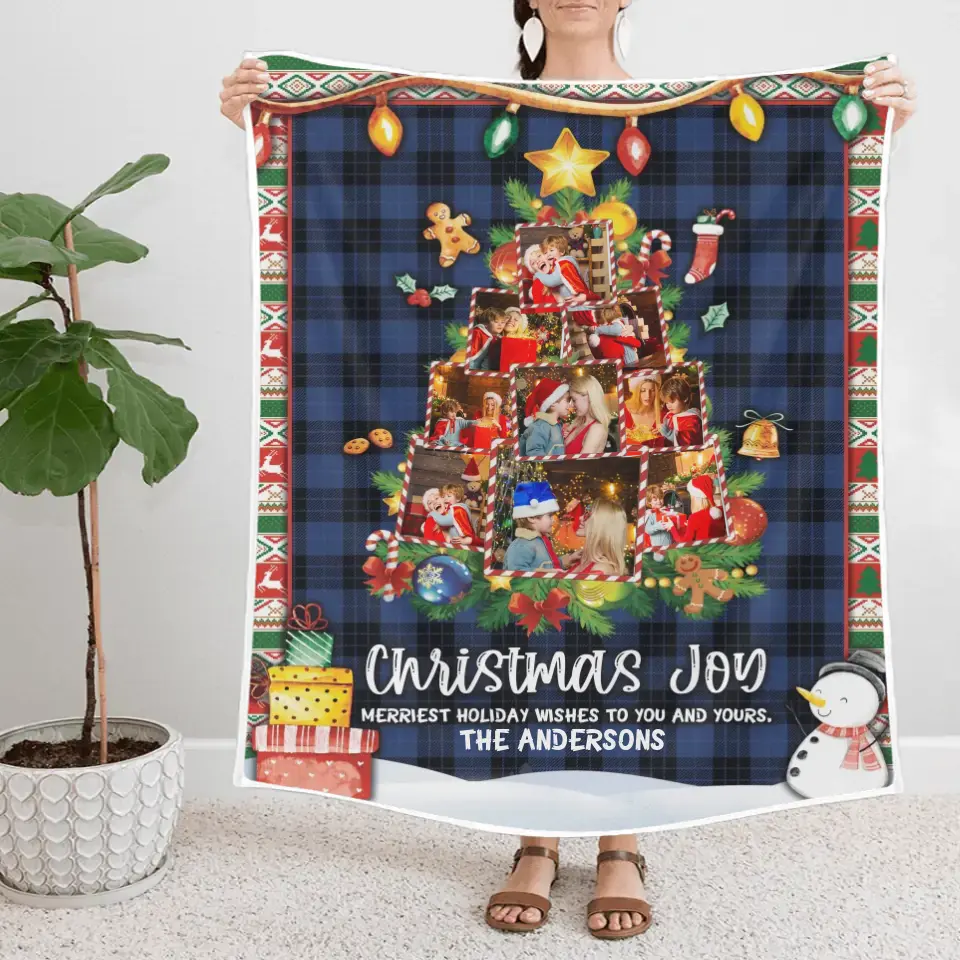 Christmas Joy Meriest Holiday Wishes To You And Yours - Personalized Upload Photo Blanket - Best Gift For Your Kids/Son/Grandchildren On Christmas - 210IHNUNBL722