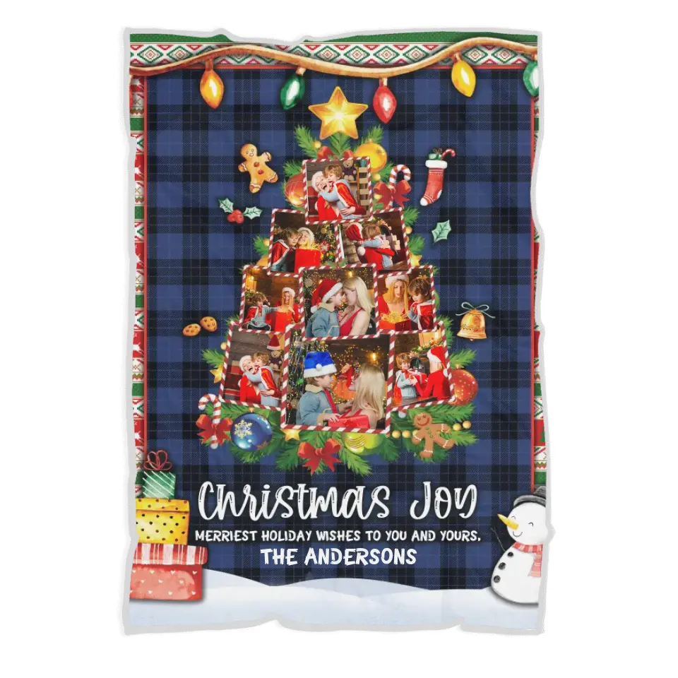Christmas Joy Meriest Holiday Wishes To You And Yours - Personalized Upload Photo Blanket - Best Gift For Your Kids/Son/Grandchildren On Christmas - 210IHNUNBL722