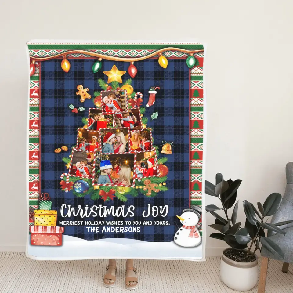 Christmas Joy Meriest Holiday Wishes To You And Yours - Personalized Upload Photo Blanket - Best Gift For Your Kids/Son/Grandchildren On Christmas - 210IHNUNBL722