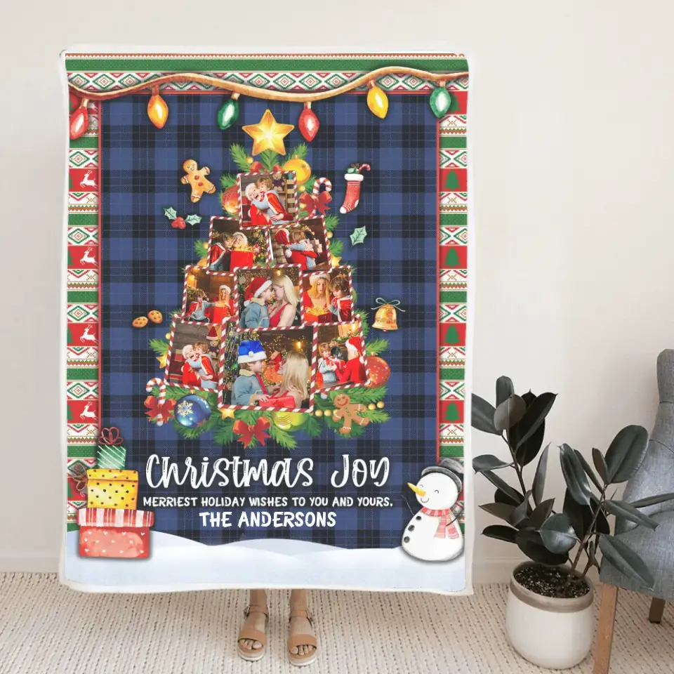 Christmas Joy Meriest Holiday Wishes To You And Yours - Personalized Upload Photo Blanket - Best Gift For Your Kids/Son/Grandchildren On Christmas - 210IHNUNBL722