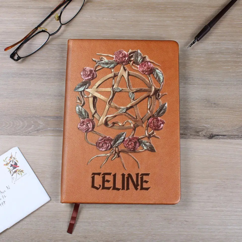 Mystical Witch Ancient Roses - Personalized Witch Leather Journal