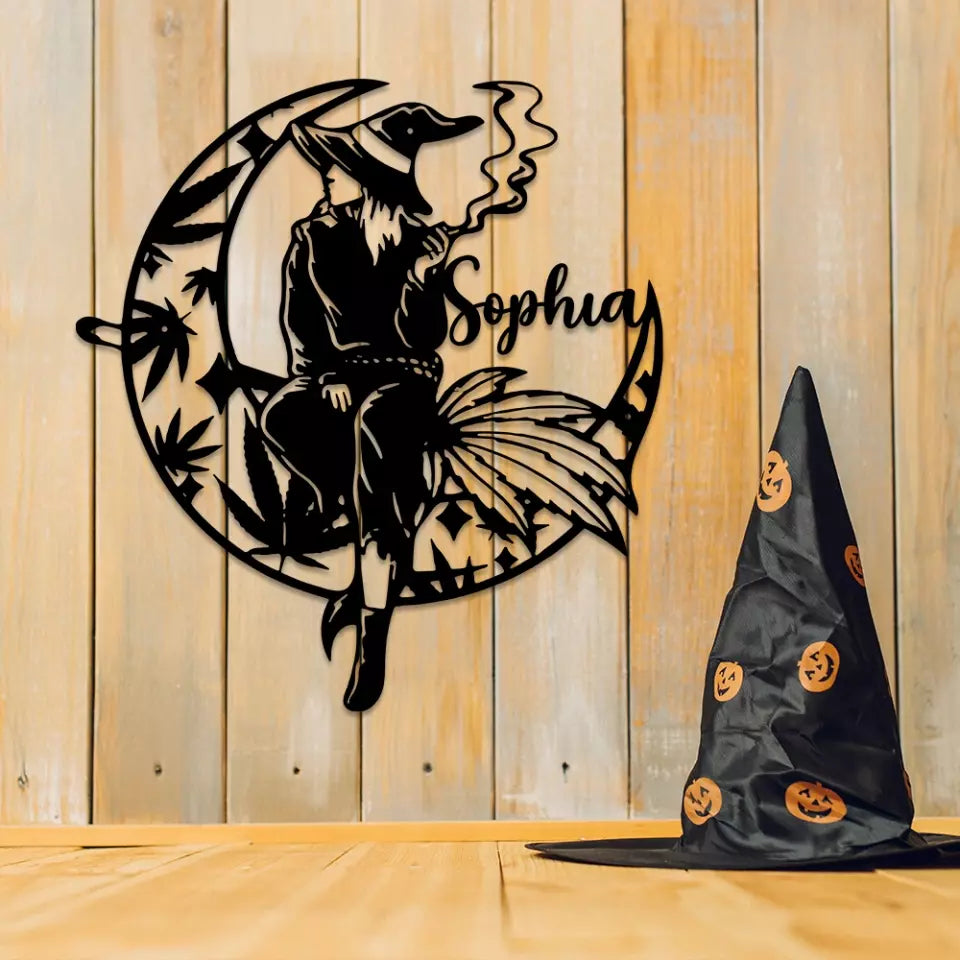 Smoking Witch - Cut Metal Sign