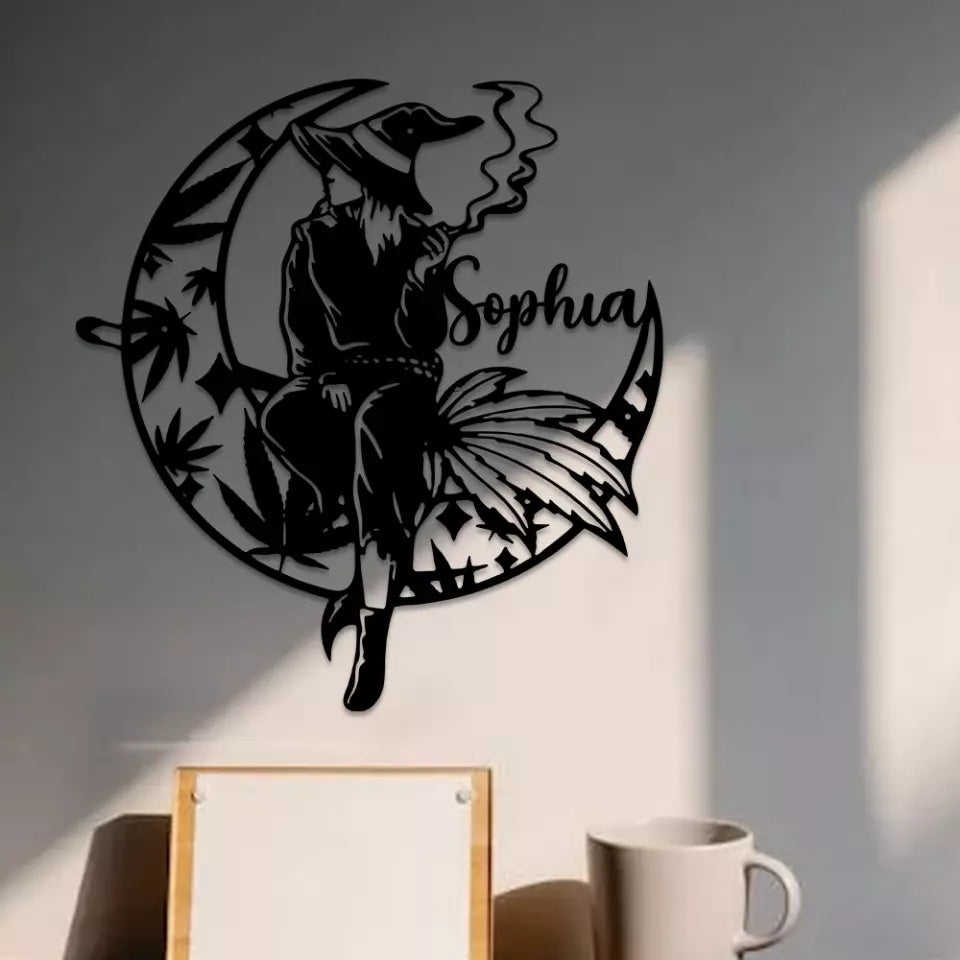 Smoking Witch - Cut Metal Sign
