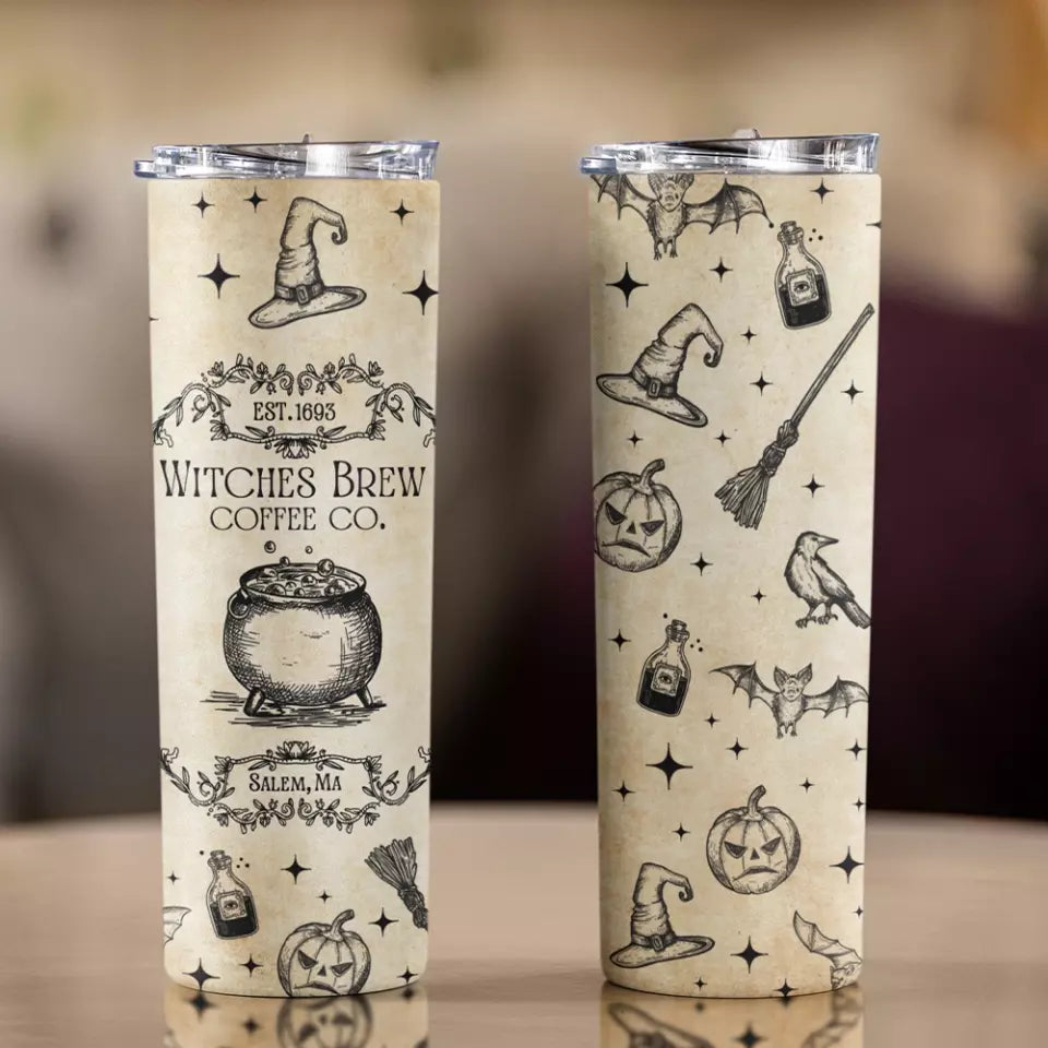 Witches Brew - Witch Coffe Cup - 20oz Skinny Tumbler - Witches Gifts - Gift for Witchy Friends, Mom, Girlfriend