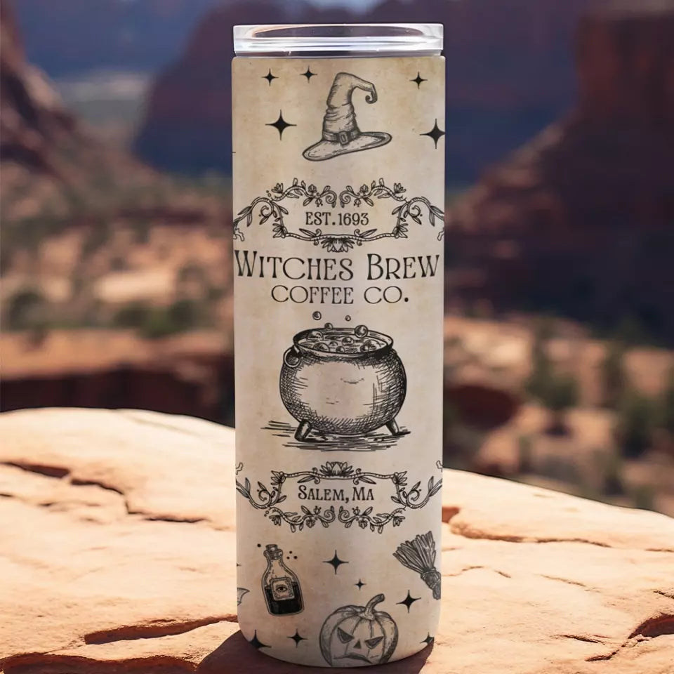 Witches Brew - Witch Coffe Cup - 20oz Skinny Tumbler - Witches Gifts - Gift for Witchy Friends, Mom, Girlfriend