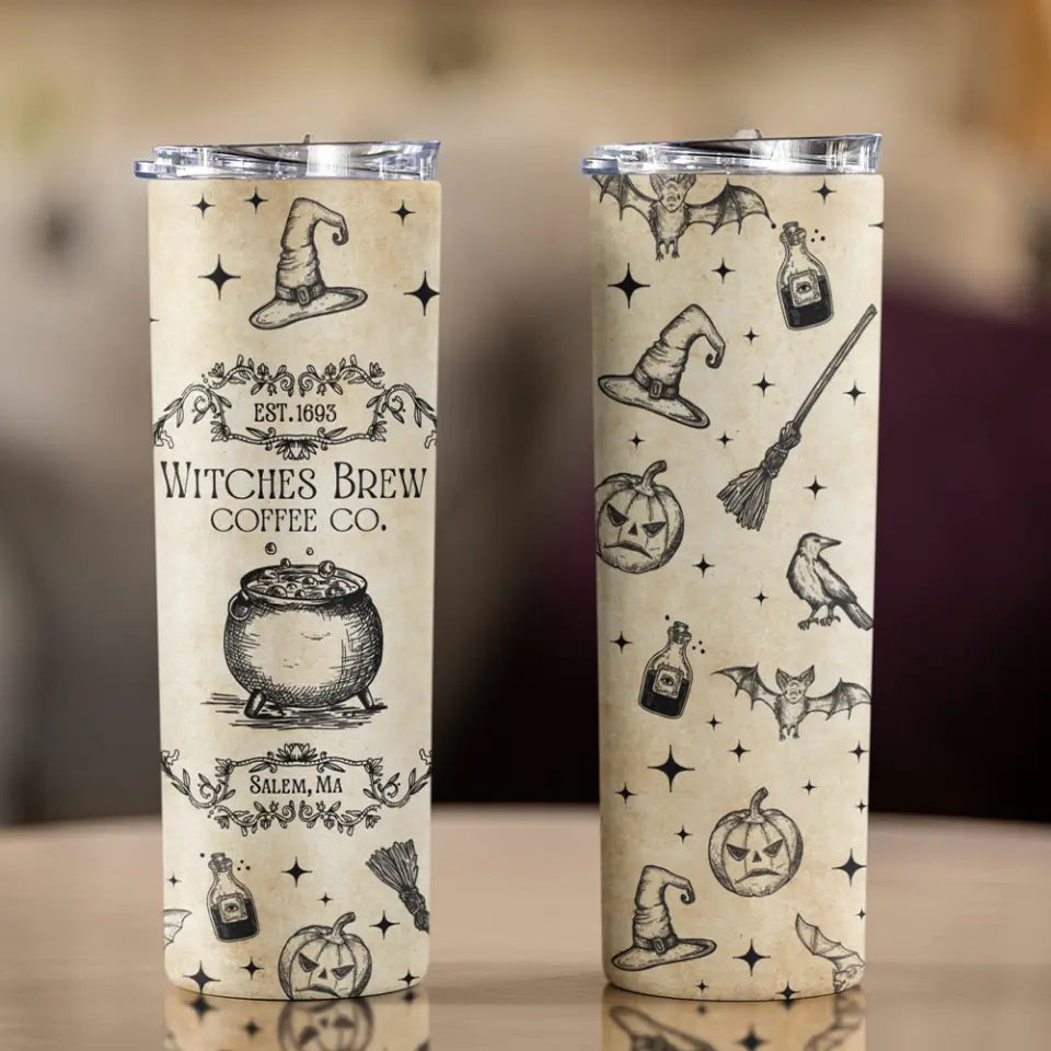 Witches Brew - Witch Coffe Cup - 20oz Skinny Tumbler - Witches Gifts - Gift for Witchy Friends, Mom, Girlfriend