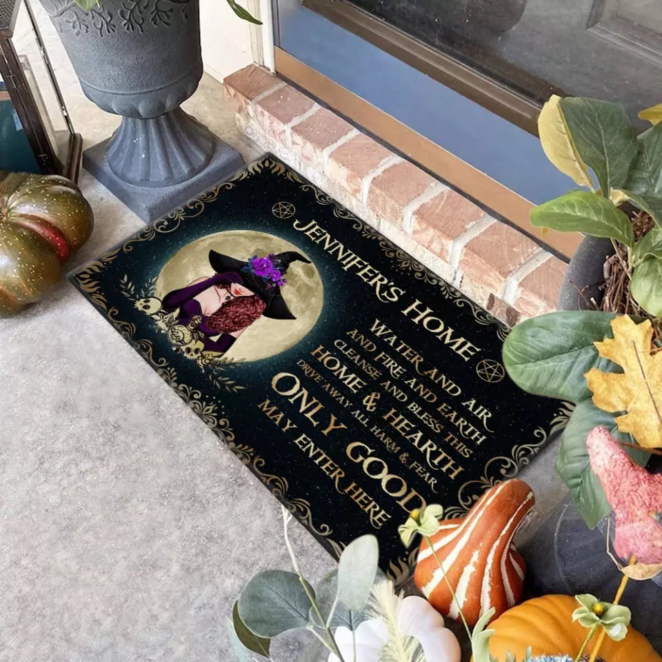 Water And Air Fire And Earth - Personalized Witch Doormat - Halloween Entrance Mat Decorations