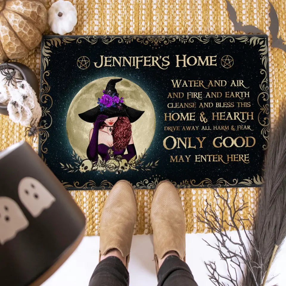 Water And Air Fire And Earth - Personalized Witch Doormat - Halloween Entrance Mat Decorations