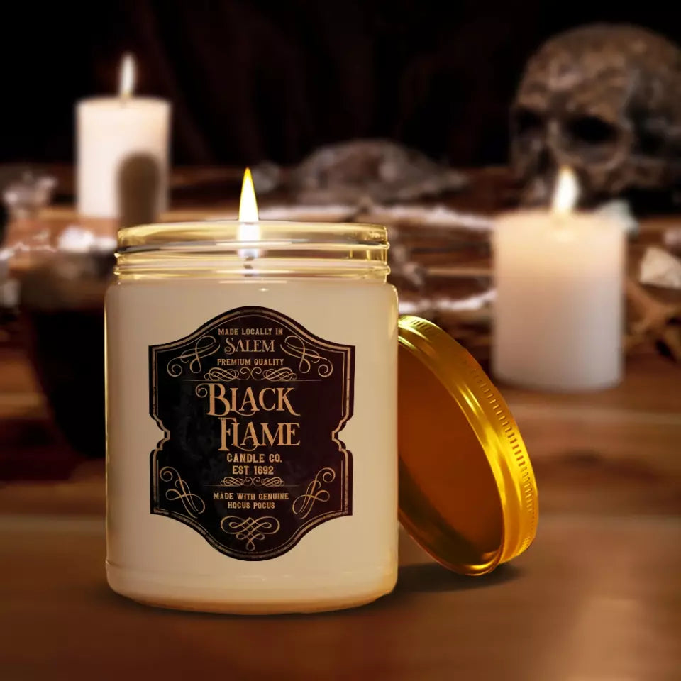 Black Flame - Salem Witchcraft 1692 - Halloween Scented Candle - 9oz Candle - Witchy Gifts