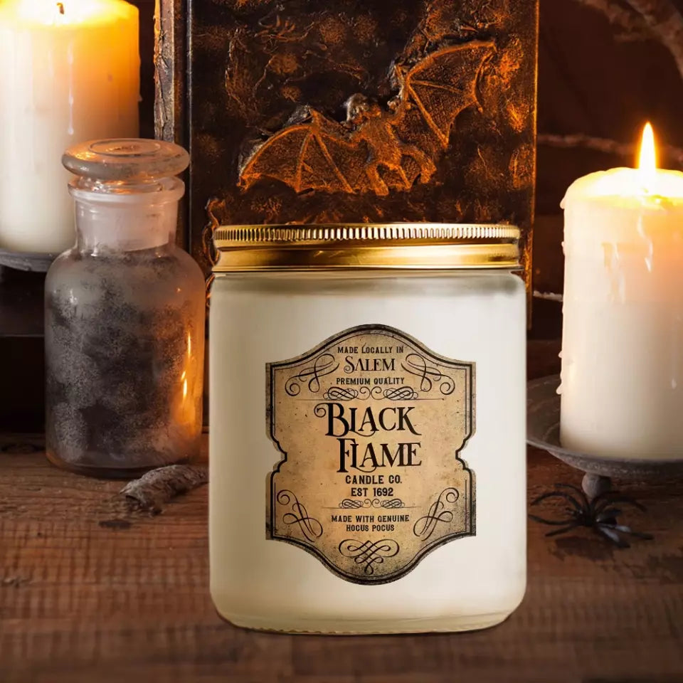 Black Flame - Salem Witchcraft 1692 - Halloween Scented Candle - 9oz Candle - Witchy Gifts