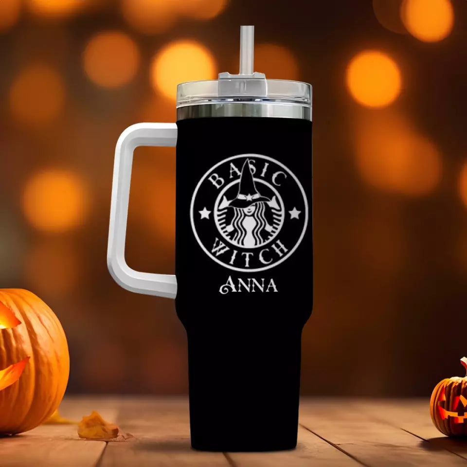 Basic Witch With Personalized Name- Best Curved Tumbler Gift For Halloween-208IHNTHTU546