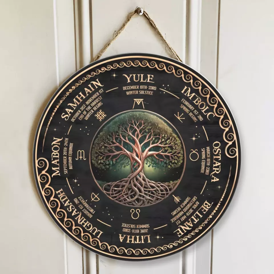 Wheel Year Tree of Life - Round Wooden Sign - For Witch Lovers