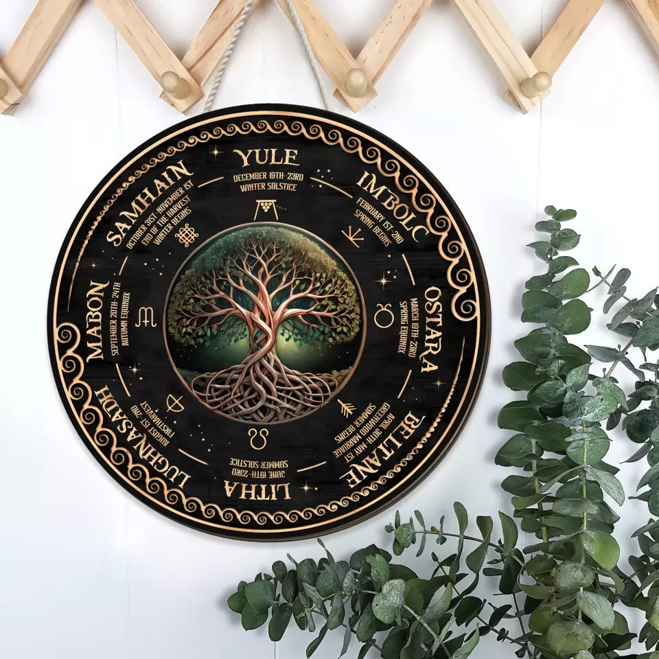 Wheel Year Tree of Life - Round Wooden Sign - For Witch Lovers
