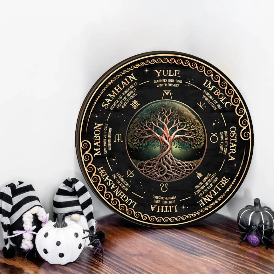 Wheel Year Tree of Life - Round Wooden Sign - For Witch Lovers