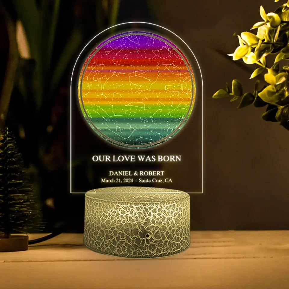 Our Love Was Born Personalized Led Light Gift For Gay Couples