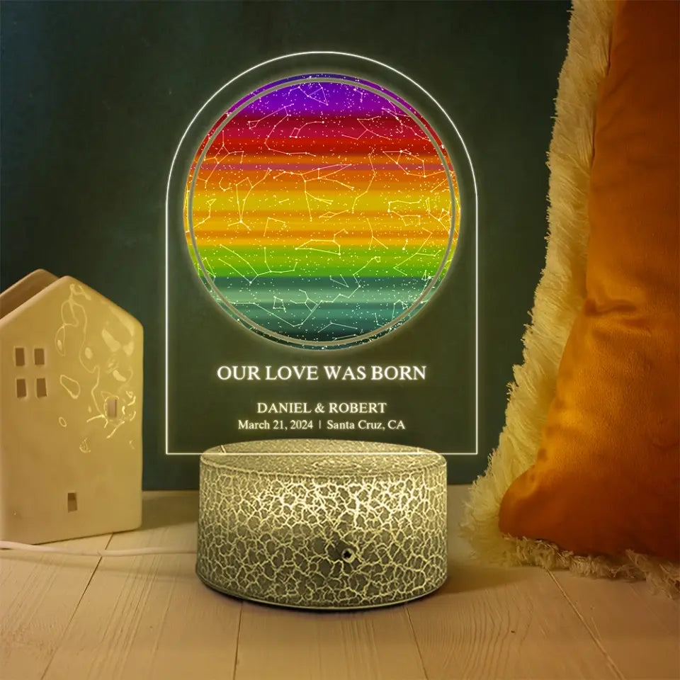 Our Love Was Born Personalized Led Light Gift For Gay Couples