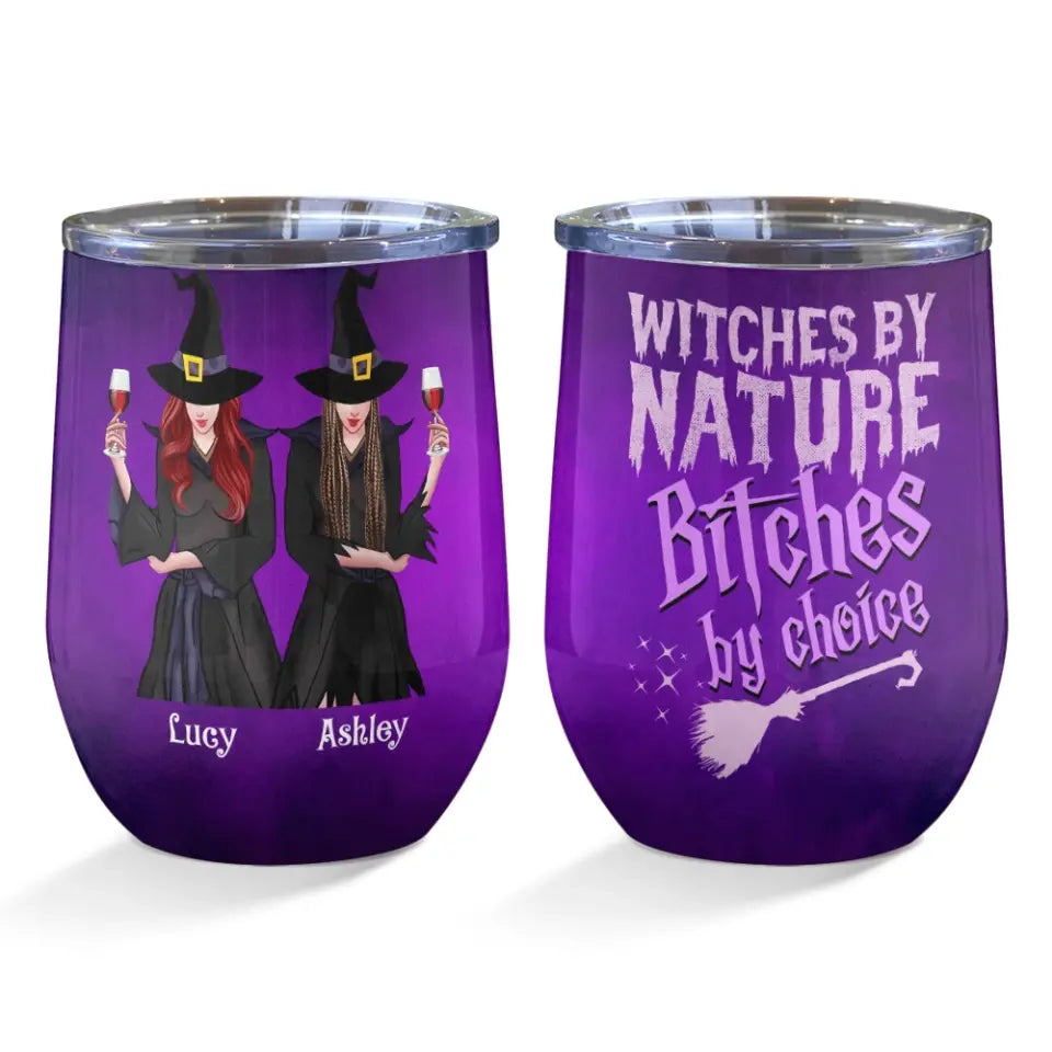 Witches By Natural - Personalized Wine Tumbler - Halloween Gift for Witch Lovers