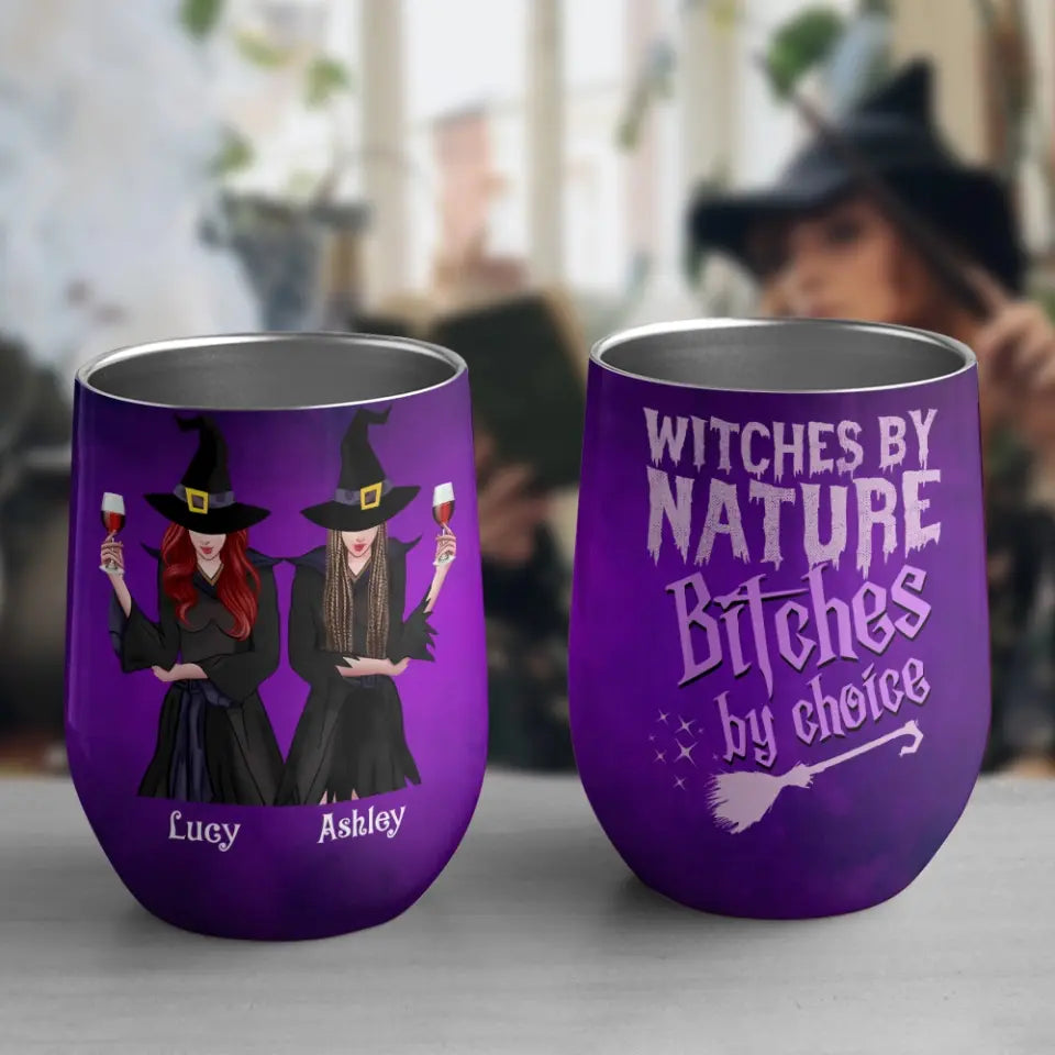 Witches By Natural - Personalized Wine Tumbler - Halloween Gift for Witch Lovers