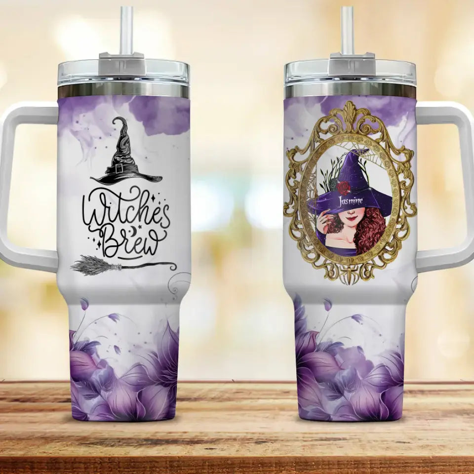 Witches Brew - Personalized Witchy Woman - 40oz Tumbler with Handle - Halloween Gift for Witch Lovers