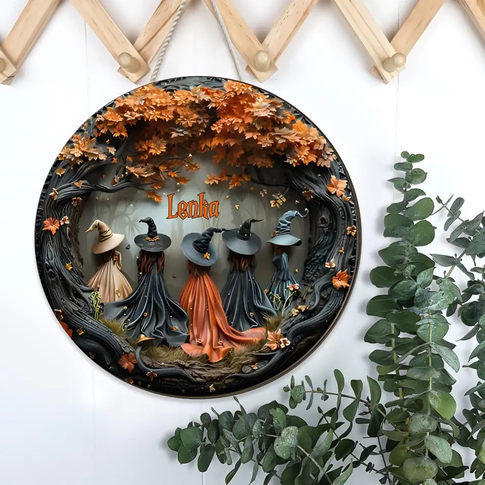 Beautiful Mysterious Witches Personalized Wooden Sign