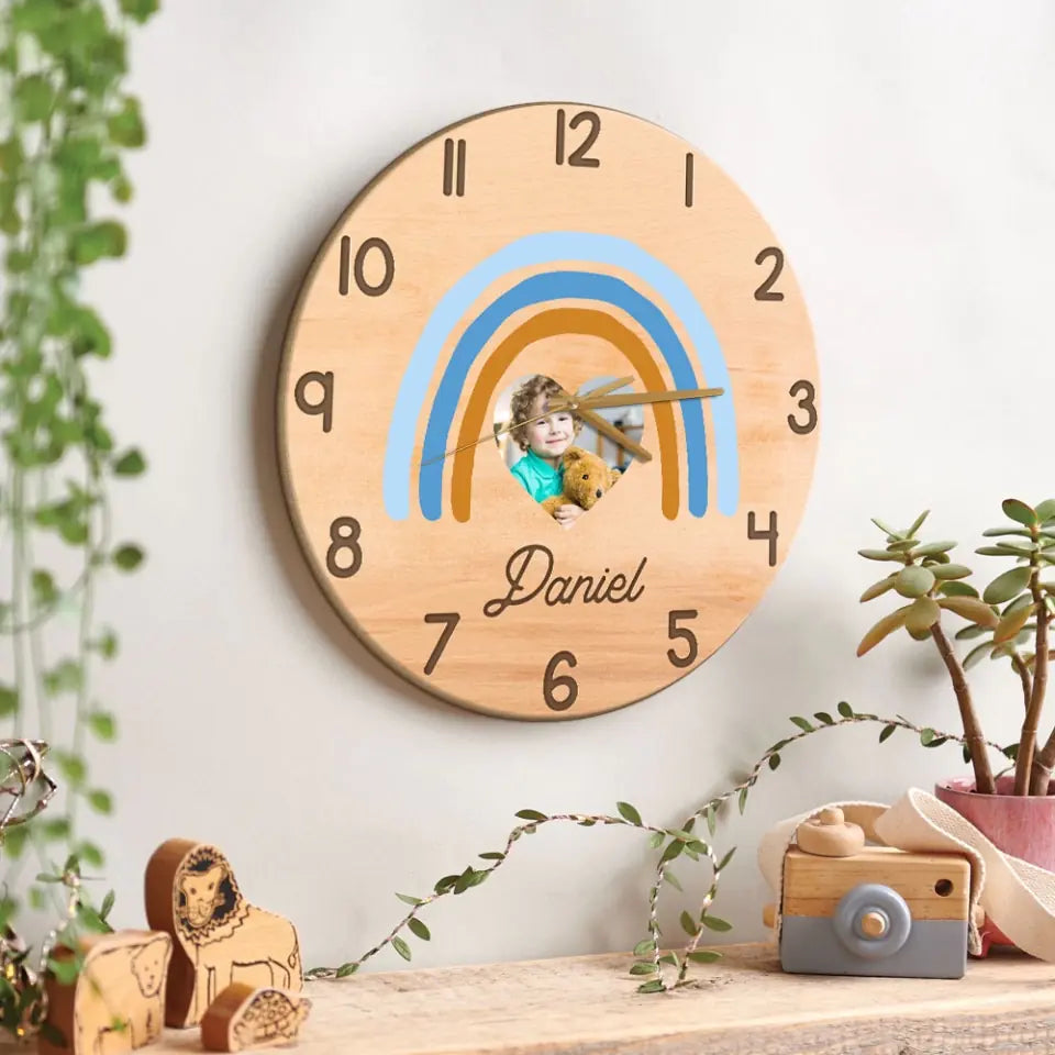 A Rainbow Back To School Kids Personalized Wall Clock