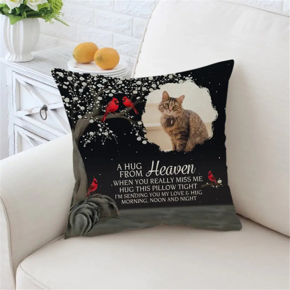 A Hug From Heaven - Personalized Upload Photo Pillow - Memorial Gift for Loss of Pet, Loss of Loved One