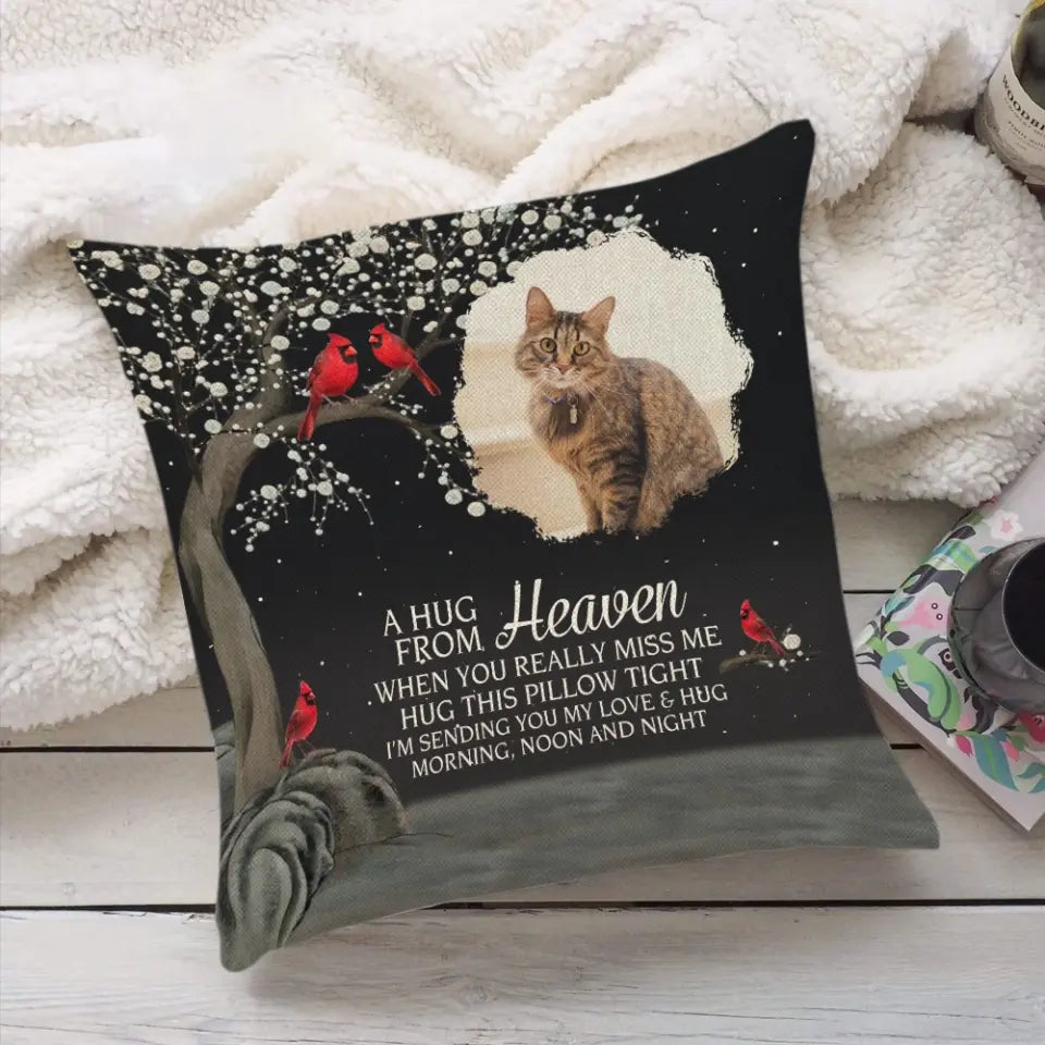 A Hug From Heaven - Personalized Upload Photo Pillow - Memorial Gift for Loss of Pet, Loss of Loved One