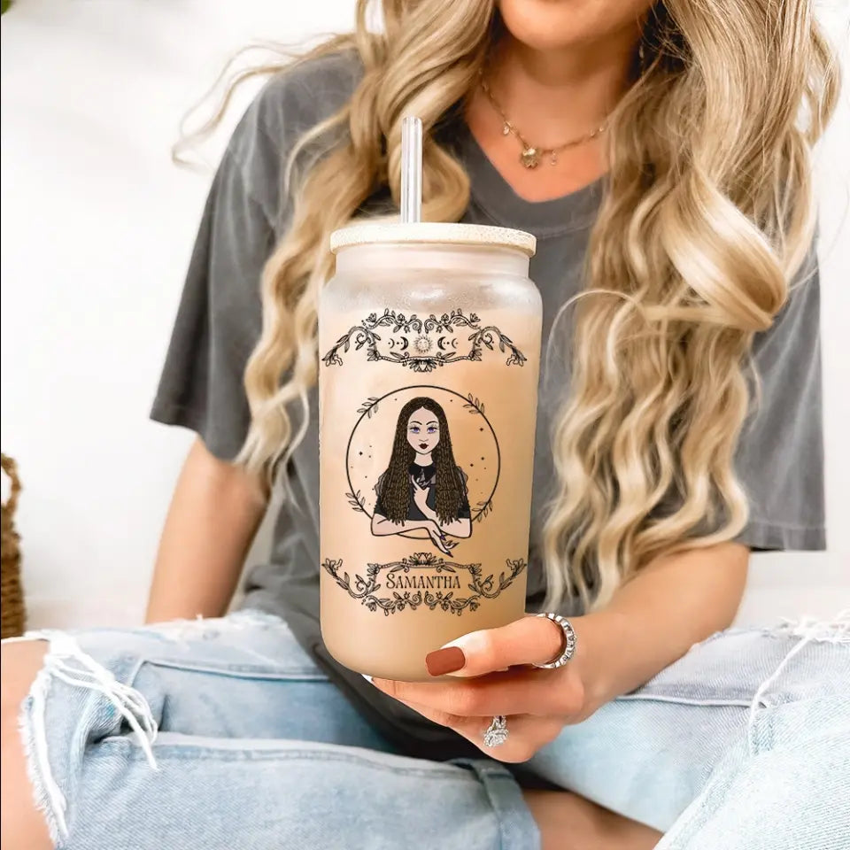 Witches Brew Coffee Co - Personalized Frosted Glass Can - Witch Gift