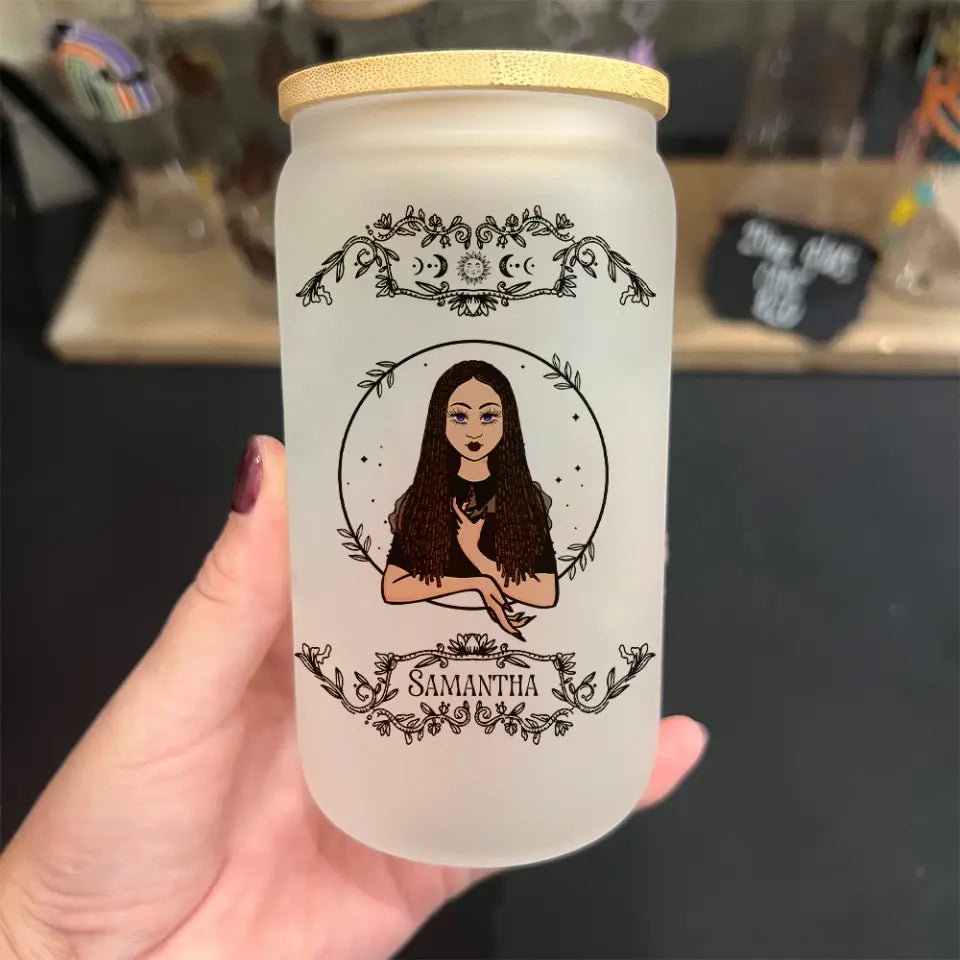 Witches Brew Coffee Co - Personalized Frosted Glass Can - Witch Gift