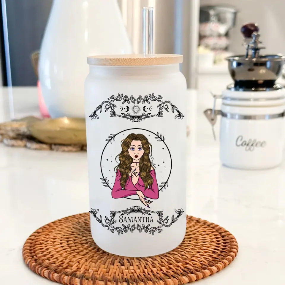 Witches Brew Coffee Co - Personalized Frosted Glass Can - Witch Gift