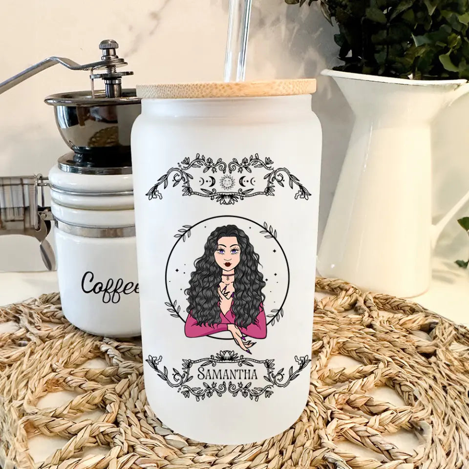 Witches Brew Coffee Co - Personalized Frosted Glass Can - Witch Gift