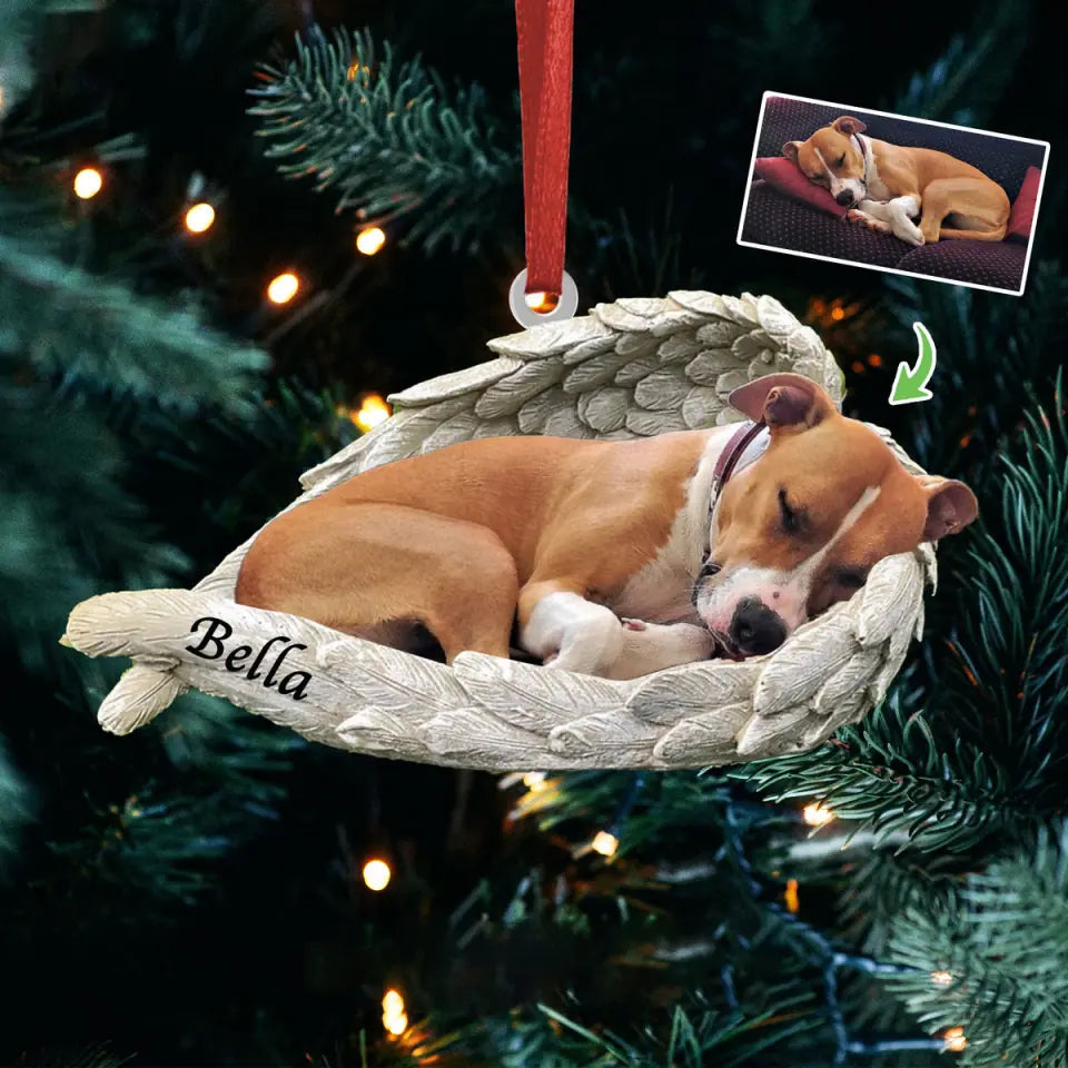 Sleeping Pet Within Angel Wings - Ornament For Car Christmas