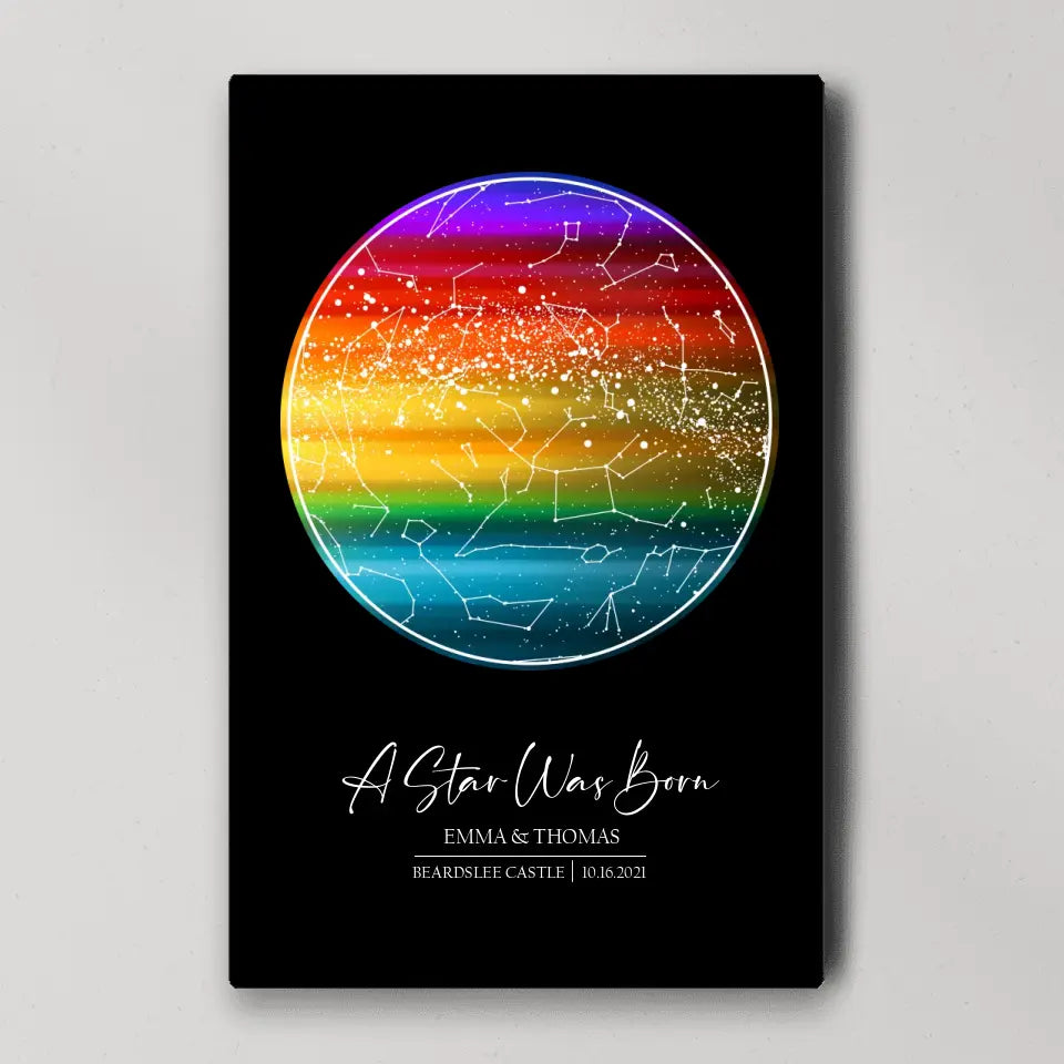 Custom Star Map LGBT Night Sky Custom Canvas Poster Anniversary Gift For Couples