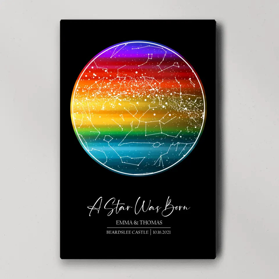 Custom Star Map LGBT Night Sky Custom Canvas Poster Anniversary Gift For Couples