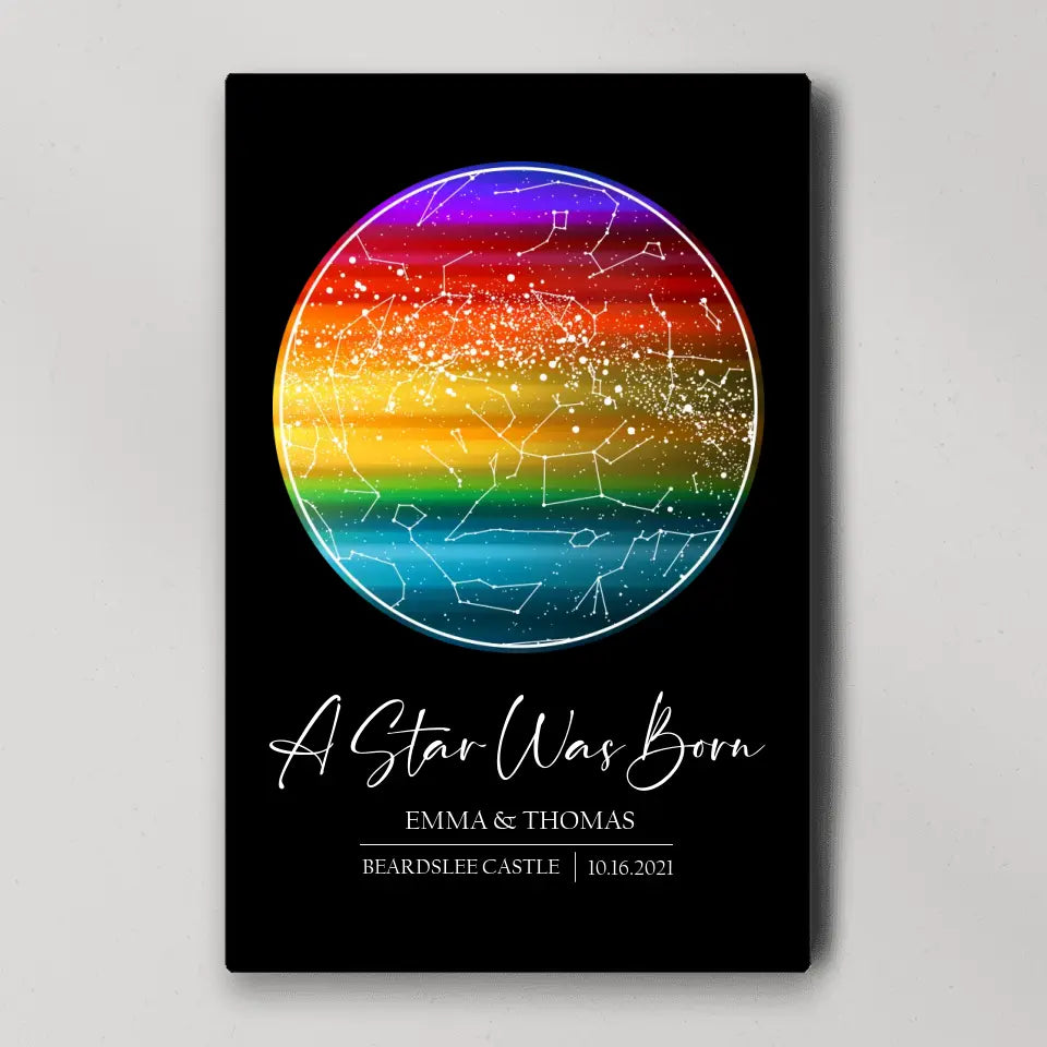 Custom Star Map LGBT Night Sky Custom Canvas Poster Anniversary Gift For Couples