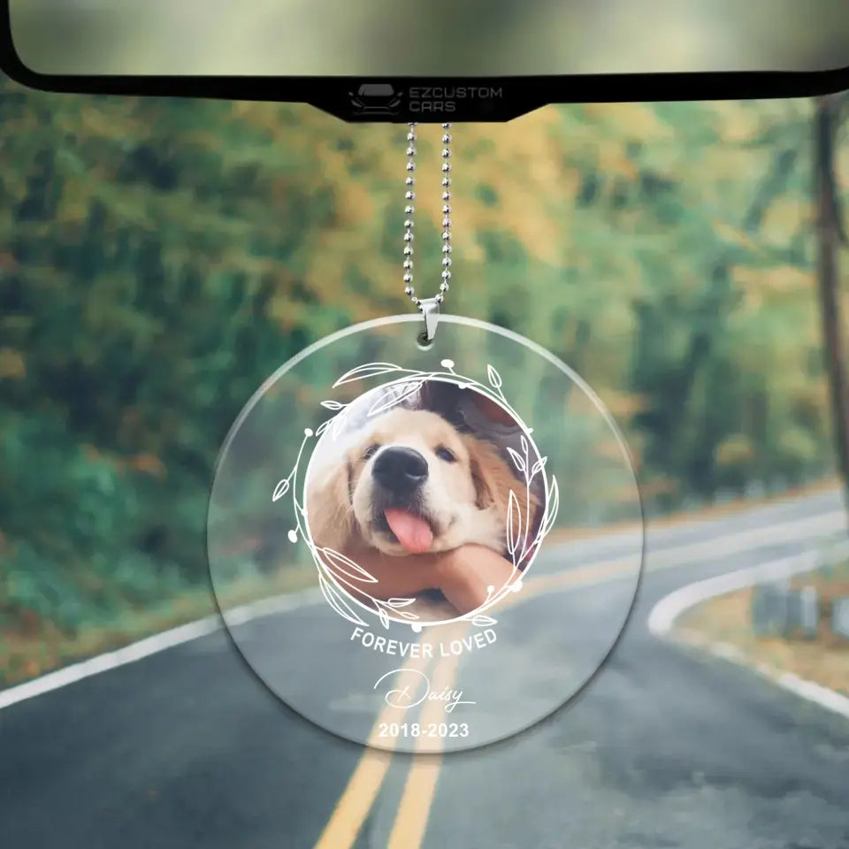 Forever Loved - Personalized Upload Photo Car Ornament - Memorial Gift For Family - Angel In Heaven - For Loss Family Members, Pets