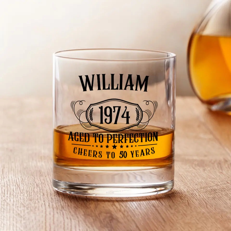 Aged To Perfection Personalized Bar Glass Birthday Gift