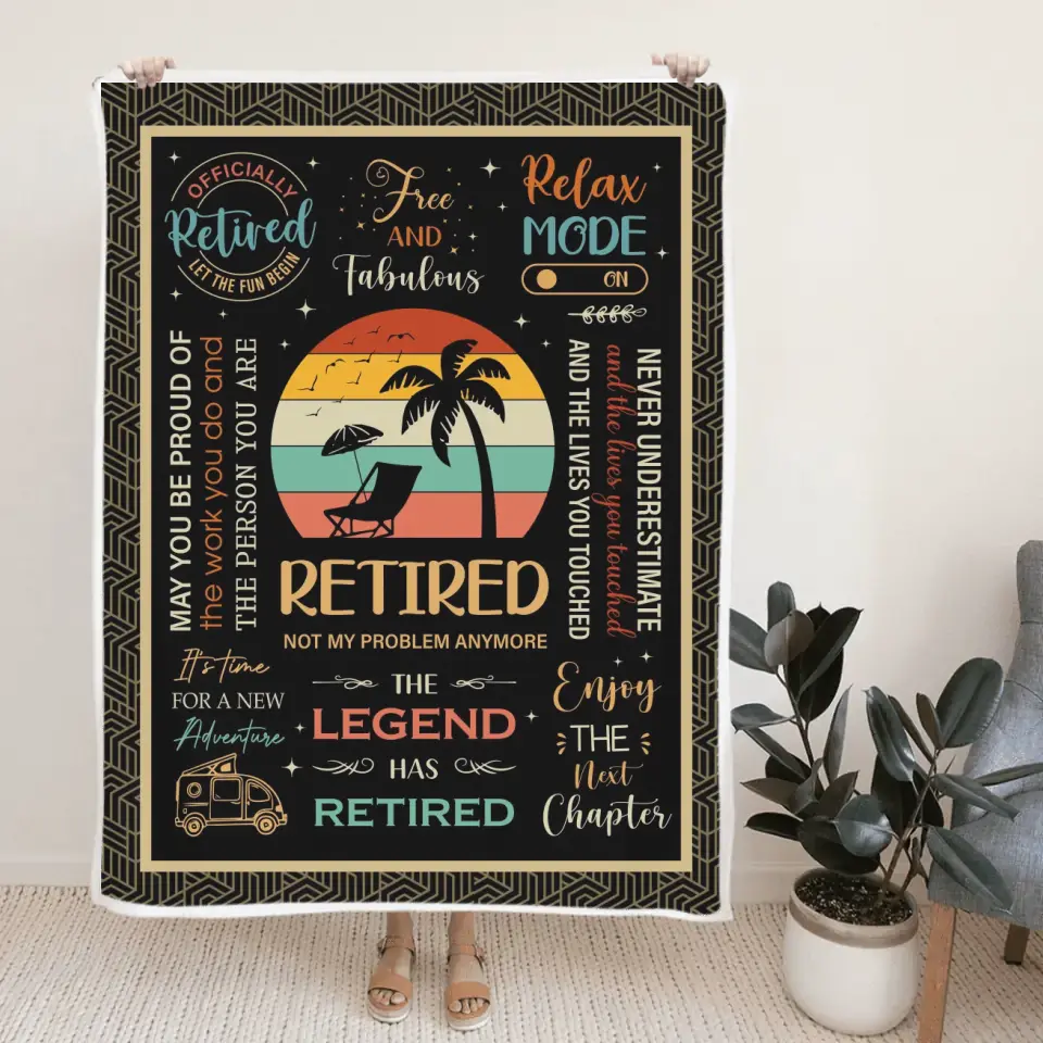 Retired Not My Problem Anymore - The Legend - Enjoy the Next Chapter - Vintage Beach Vibe Blanket - Gift for Retirement